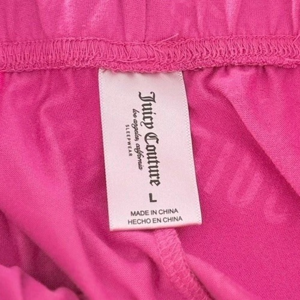 Juicy Couture Women's Bright Pink Soft Pajamas Pants Sz L Embellished Y2K Vibes - Picture 9 of 11